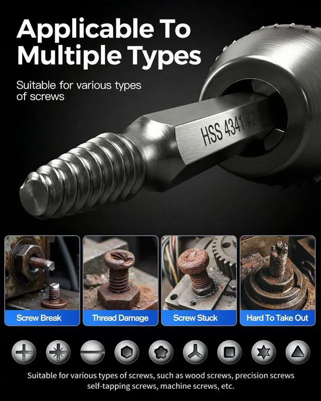 Alt view image 2 of 7 - for Men, Damaged Screw Extractor Set - Xmas Stocking Stuffers for Him | Remover for Stripped Head Screws Nuts & Bolts, Easy Removal Drill Bit Tool Kit with Storage Case, Perfect Gifts for Dad