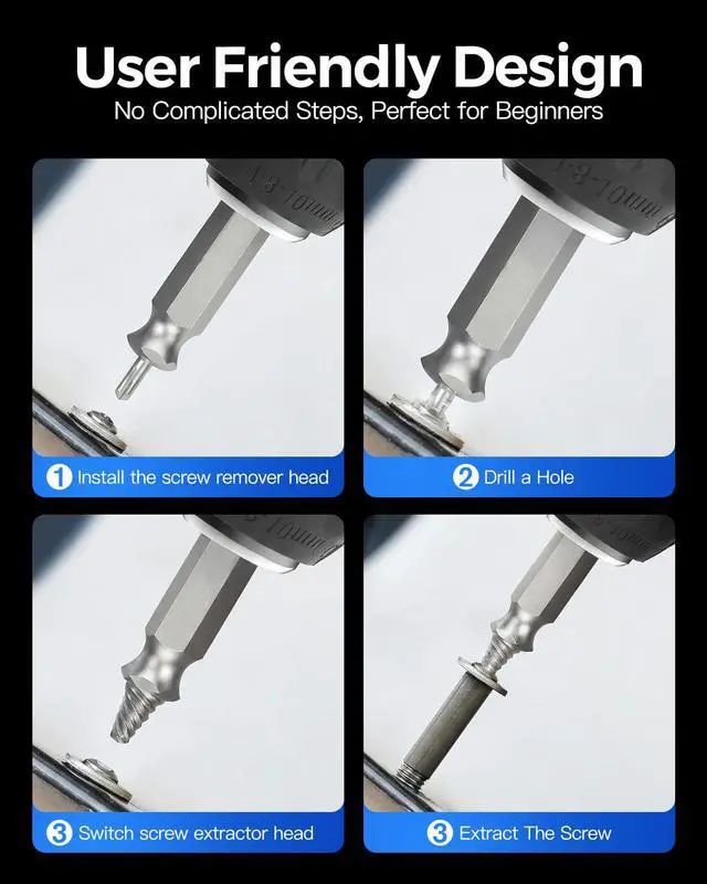 Alt view image 6 of 7 - for Men, Damaged Screw Extractor Set - Xmas Stocking Stuffers for Him | Remover for Stripped Head Screws Nuts & Bolts, Easy Removal Drill Bit Tool Kit with Storage Case, Perfect Gifts for Dad
