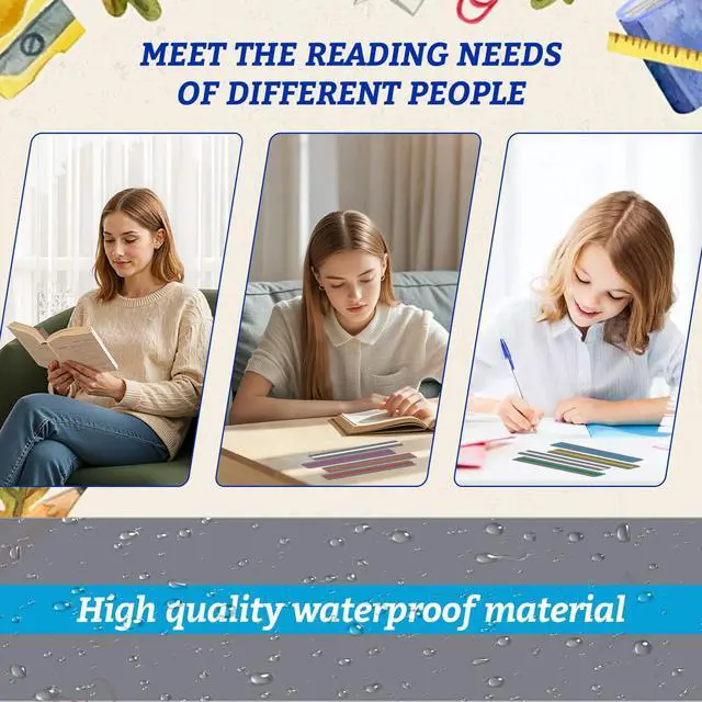 Alt view image 4 of 5 - Guided Reading Strips & Dyslexia Overlays - 8 Pack Colored Highlight Strips, Essential Reading Tools with Book Markers for Dyslexia Assistance, Classroom Supplies for Students & Teachers