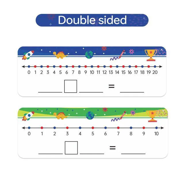 Alt view image 3 of 5 - 32 Packs Numbers Line Dry Erase Board Cards, 4"x12" Double Sided Numbers Line Dry Erase Board, 0-10 on one Side and 0-20 on The Other Side; Classroom Must Haves Home Desktop Portable Math Whiteboards