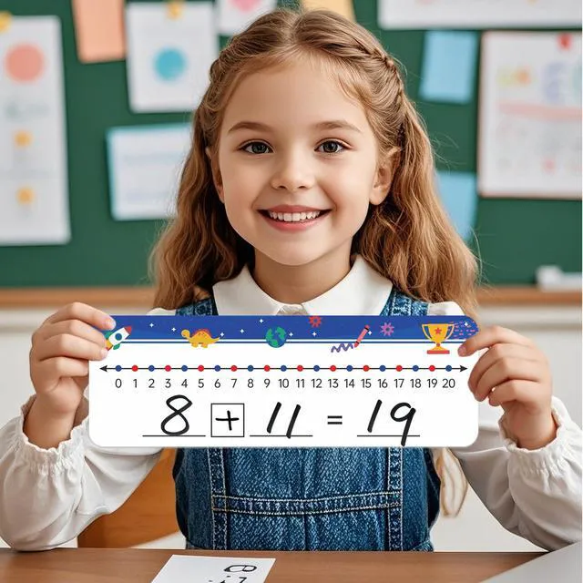 Alt view image 5 of 5 - 32 Packs Numbers Line Dry Erase Board Cards, 4"x12" Double Sided Numbers Line Dry Erase Board, 0-10 on one Side and 0-20 on The Other Side; Classroom Must Haves Home Desktop Portable Math Whiteboards