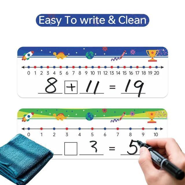 Alt view image 4 of 5 - 32 Packs Numbers Line Dry Erase Board Cards, 4"x12" Double Sided Numbers Line Dry Erase Board, 0-10 on one Side and 0-20 on The Other Side; Classroom Must Haves Home Desktop Portable Math Whiteboards
