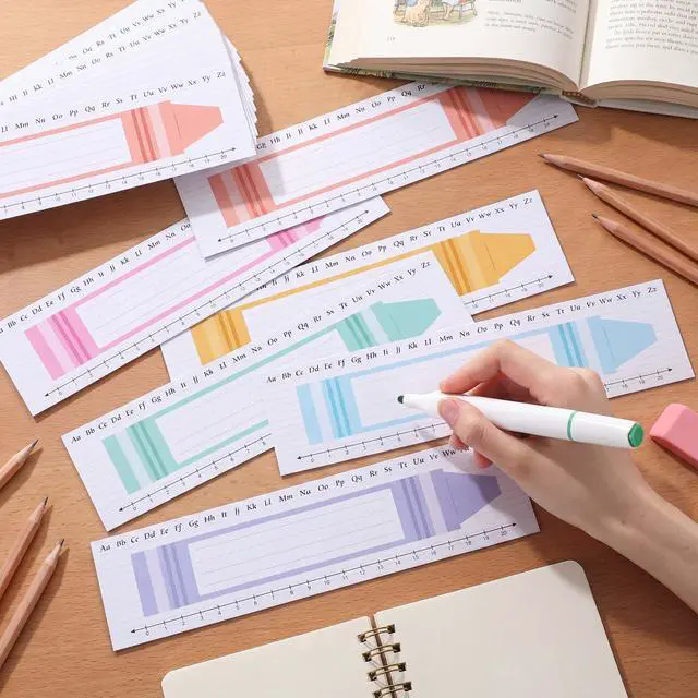 Alt view image 4 of 6 - Gueevin 48 Pcs Crayons Name Tags Colorful Crayon Label Stickers 9.5 x 2.5 Inch Student Desk Name Plates for Back to School Classroom Desk Wall Decor, 1st-3rd Grade Kindergarten Preschool Must Haves