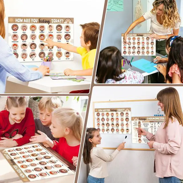Alt view image 6 of 7 - 2Pcs Feelings Chart for Kids Coping Skills Emotions Chart Posters Educational Mental Health Wall Art for Classroom School Counselors Psychologists Homeschool Preschool Calming Corner Decor (Neutral)
