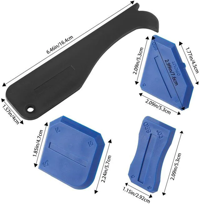Alt view image 2 of 7 - XIYAOXI 4 Pieces Silicone Caulking Tools Compatible with Sealant Grout Finishing Sealing Blue Caulk Tool Kit Caulking Finishing Tools
