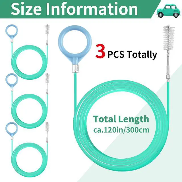 Alt view image 2 of 7 - Opvixi 3 PCS Sunroof Drain Cleaning Tool, 120 Inch Long Flexible Tube Kit | Auto Sunroof Cleaning Brush. Drain Brush Pipe Cleaners. Ideal for Car Sunroof Windshield Wiper Drain Hole