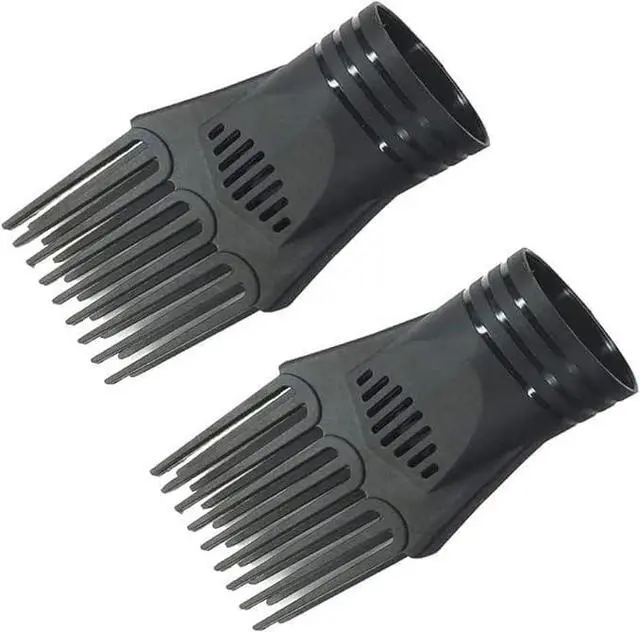 Main image of 2Pcs Black Plastic Universal Blow Hair Dryer Comb Attachment for Straightening, Detangling - Nozzle Hairdressing Salon Comb,Styling Tools and Appliances for Curly, Natural Hair