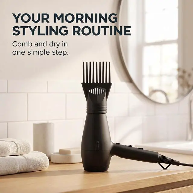 Alt view image 5 of 7 - 2Pcs Black Plastic Universal Blow Hair Dryer Comb Attachment for Straightening, Detangling - Nozzle Hairdressing Salon Comb,Styling Tools and Appliances for Curly, Natural Hair