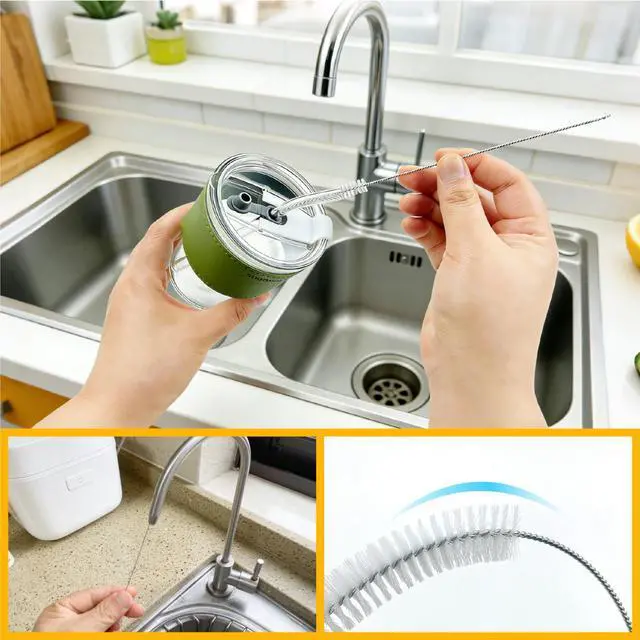 Alt view image 4 of 7 - Origin 12 PCS Home Crevice Cleaning Brush Set | Kitchen Bathroom Cup Lid Straw Dryer Vent Gap Cleaning Tools Household Cleaning Supplies