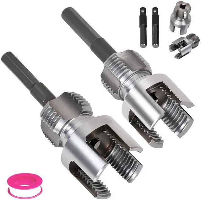 Main image of 2PCS PVC Pipe Threader Kit, Dual-Function Tool for Plumbers & DIY | Durable kit for plumbing. Fits 1/2" & 3/4" PVC/plastic pipes. Dual internal & external threader regenerates old threads.