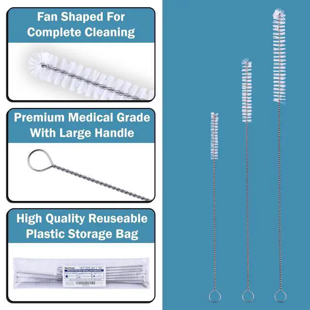 Alt view image 5 of 7 - Strong 'n Flex Nylon Straw Cleaner Brushes Fan-Shaped End for Tight Spaces, Ideal for Reusable Straws, Water Bottles, Sippy Cups & Pipes Includes Zippered Pouch 8", 10, 12 Long Set of 9