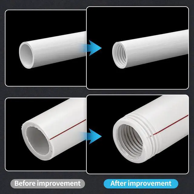 Alt view image 3 of 7 - 2PCS PVC Pipe Threader Kit, Dual-Function Tool for Plumbers & DIY | Durable kit for plumbing. Fits 1/2" & 3/4" PVC/plastic pipes. Dual internal & external threader regenerates old threads.