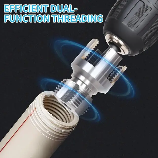 Alt view image 4 of 7 - 2PCS PVC Pipe Threader Kit, Dual-Function Tool for Plumbers & DIY | Durable kit for plumbing. Fits 1/2" & 3/4" PVC/plastic pipes. Dual internal & external threader regenerates old threads.