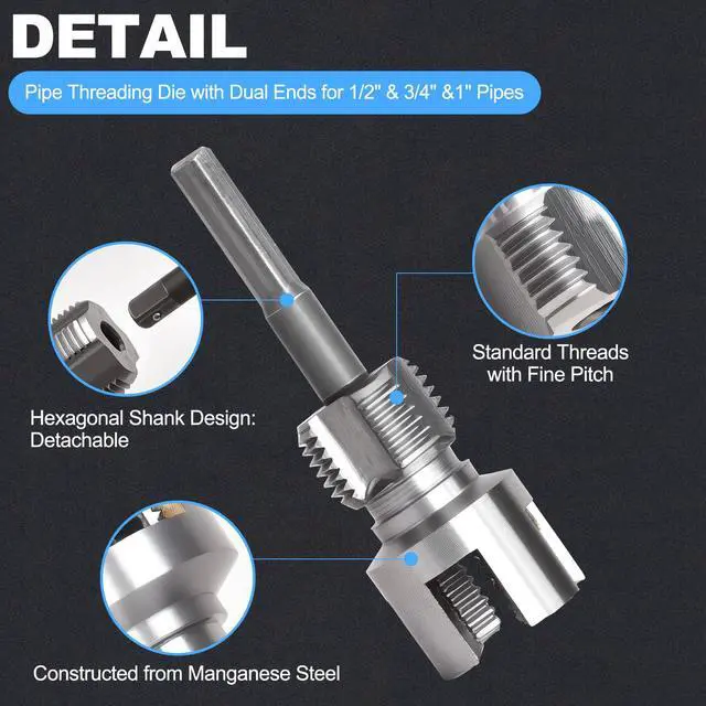 Alt view image 6 of 7 - 2PCS PVC Pipe Threader Kit, Dual-Function Tool for Plumbers & DIY | Durable kit for plumbing. Fits 1/2" & 3/4" PVC/plastic pipes. Dual internal & external threader regenerates old threads.