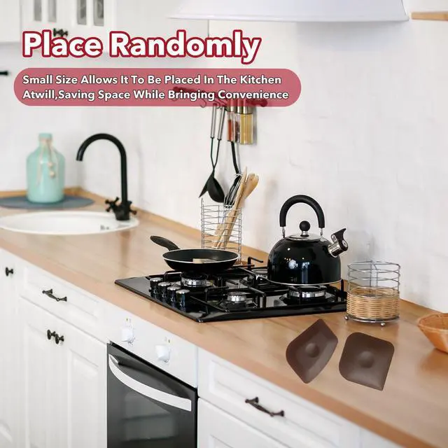 Alt view image 5 of 7 - Haikole Pan Scraper 5PCS Plastic Scraper Set,Food Scraper Tool for Cast Iron, Pot and Pan Cleaning,Pan Scraper Tool for Cleaning Grease Burnt Food,Scraper Tool Kitchen (5, Coffee brown)