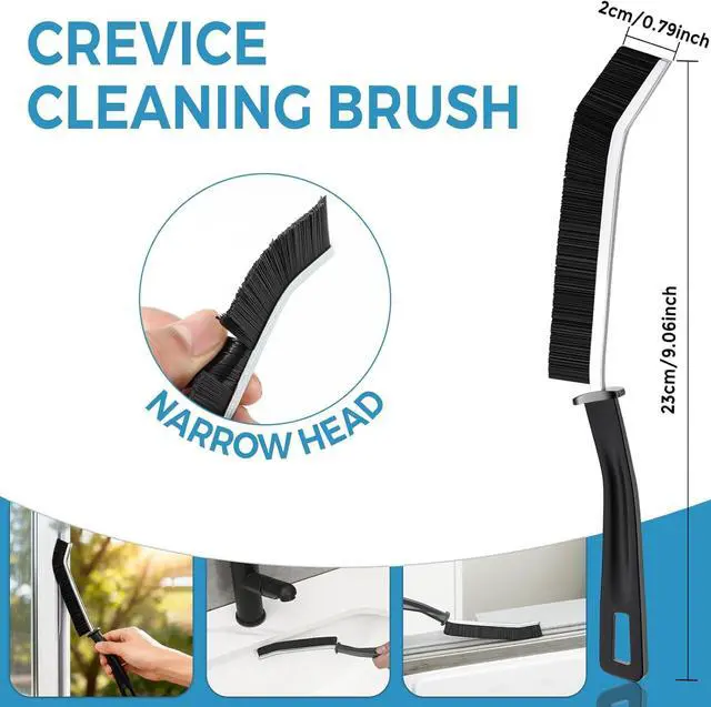 Alt view image 2 of 3 - 3-Pack Black Compact Crevice Cleaning Brush, Multi-Scene Scrub Brush and Crevice Cleaning Tool for Window Tracks, Kitchen Sinks and Household Daily Cleaning Supplies
