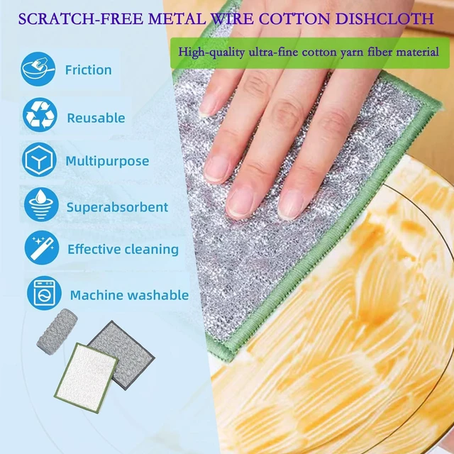 Alt view image 5 of 7 - xingjieyun New Scratch-Resistant Multi-Functional Metal Wire Dish Cloth, Double-Sided for Wet and Dry use, Suitable for Washing Dishes, cookware, Sinks, stoves, and Kitchen Cleaning(2PCS)