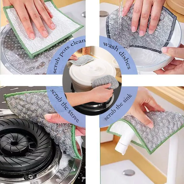 Alt view image 6 of 7 - xingjieyun New Scratch-Resistant Multi-Functional Metal Wire Dish Cloth, Double-Sided for Wet and Dry use, Suitable for Washing Dishes, cookware, Sinks, stoves, and Kitchen Cleaning(2PCS)