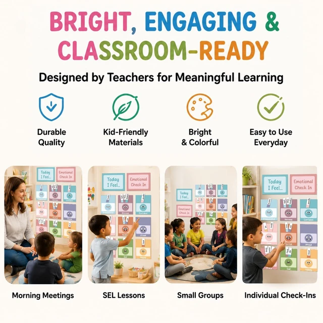 Alt view image 7 of 7 - 36 Pack Boho Emotions Feelings Chart SEL Classroom Mood Tracker | Durable Thick Paper, Classroom Calm Corner Social Emotional Learning, Track Daily Feelings, For Kids, 36 Cards Set