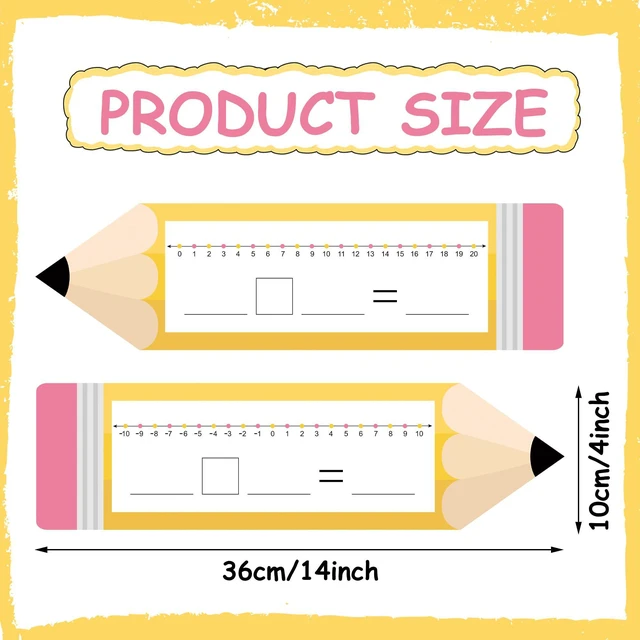 Alt view image 2 of 7 - 32Pack Pencil Shape Number Line Dry Erase Board Cards 14" x 4" Double Sided Writable and Erasable Number Line Boards -10-10 on One Side and 0-20 on Other Side Math Manipulatives for Classroom Students
