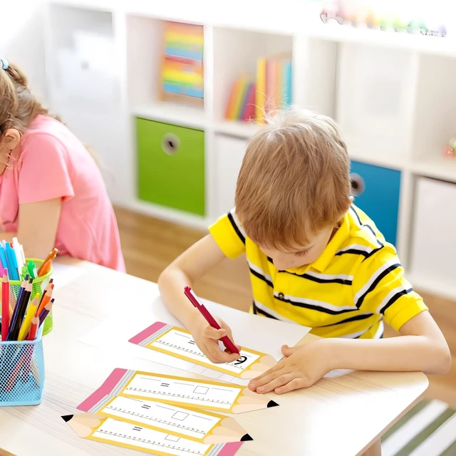 Alt view image 5 of 7 - 32Pack Pencil Shape Number Line Dry Erase Board Cards 14" x 4" Double Sided Writable and Erasable Number Line Boards -10-10 on One Side and 0-20 on Other Side Math Manipulatives for Classroom Students