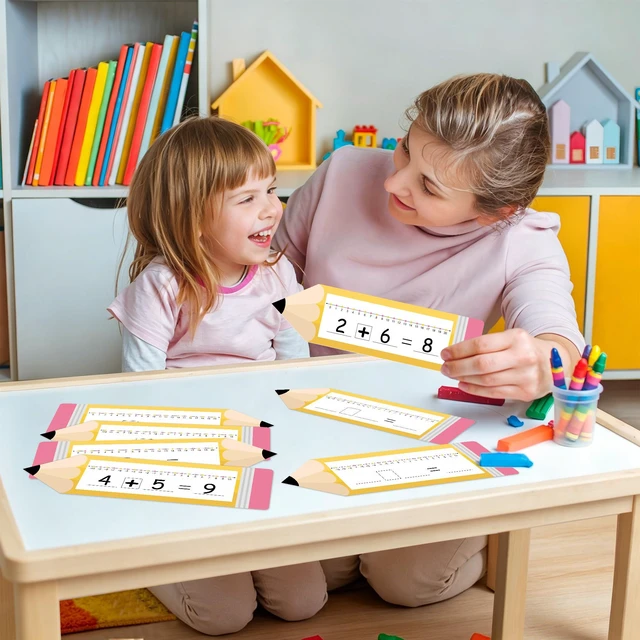 Alt view image 7 of 7 - 32Pack Pencil Shape Number Line Dry Erase Board Cards 14" x 4" Double Sided Writable and Erasable Number Line Boards -10-10 on One Side and 0-20 on Other Side Math Manipulatives for Classroom Students