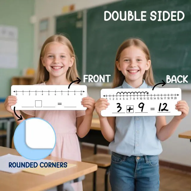 Alt view image 3 of 7 - 10 Pcs Number Line Dry Erase Boards Cards, Double Sided Writable and Erasable Board 0-10 on One Side 0-20 on Other Side Math Teaching Homeschool Supplies for Students, Classroom Must Haves (4 x 12)