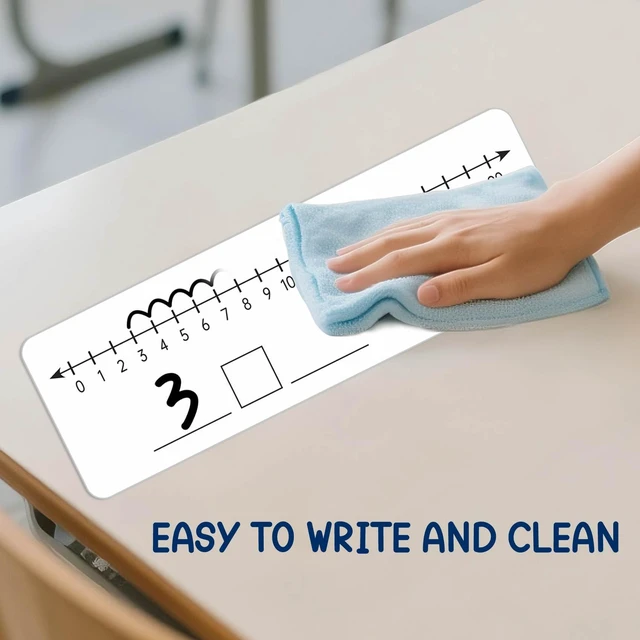 Alt view image 4 of 7 - 10 Pcs Number Line Dry Erase Boards Cards, Double Sided Writable and Erasable Board 0-10 on One Side 0-20 on Other Side Math Teaching Homeschool Supplies for Students, Classroom Must Haves (4 x 12)