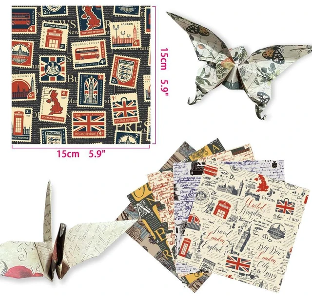 Alt view image 2 of 7 - 6x6" Origami Paper,50Sheets Double Sided Colored Paper,Square Craft Paper | 70GSM Origami Kit,50Patterned Colorful Paper,Easy Fold,No-Fading,Arts Crafts Supplies DIY Handmade Paper.Retro Newspapers