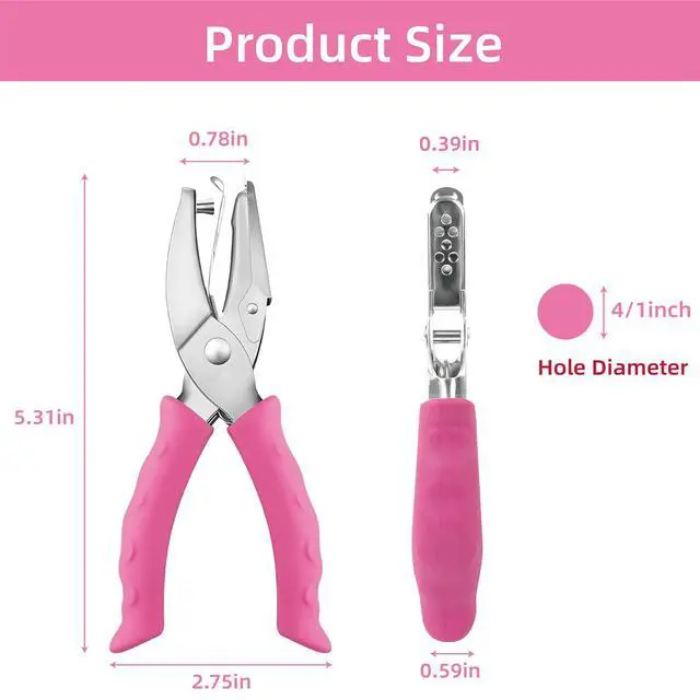 Alt view image 2 of 7 - 2PCS Single Hole Punch, 1/4" Hole Puncher with Pink Soft Grip for Home, Office and Classroom, Handheld Circle Small Hole Paper Punch for Crafts, Scrapbooks, Tickets, DIY Craft Tags