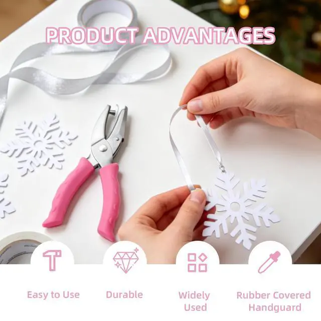 Alt view image 4 of 7 - 2PCS Single Hole Punch, 1/4" Hole Puncher with Pink Soft Grip for Home, Office and Classroom, Handheld Circle Small Hole Paper Punch for Crafts, Scrapbooks, Tickets, DIY Craft Tags