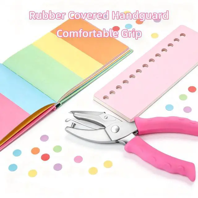 Alt view image 5 of 7 - 2PCS Single Hole Punch, 1/4" Hole Puncher with Pink Soft Grip for Home, Office and Classroom, Handheld Circle Small Hole Paper Punch for Crafts, Scrapbooks, Tickets, DIY Craft Tags