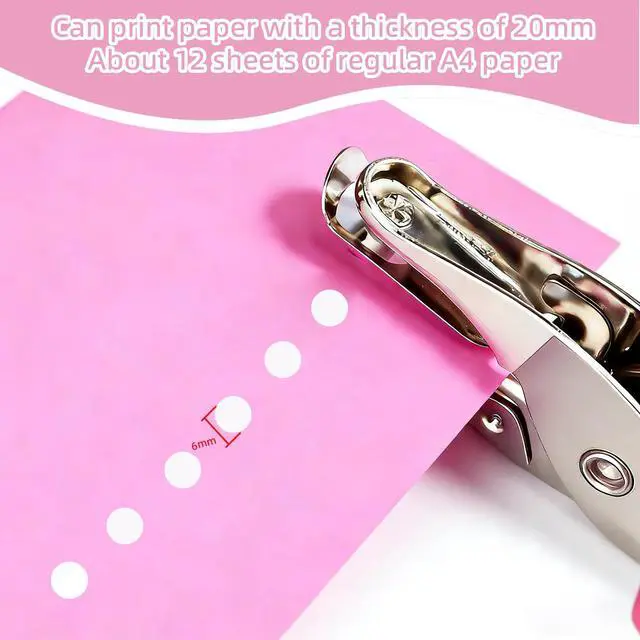 Alt view image 6 of 7 - 2PCS Single Hole Punch, 1/4" Hole Puncher with Pink Soft Grip for Home, Office and Classroom, Handheld Circle Small Hole Paper Punch for Crafts, Scrapbooks, Tickets, DIY Craft Tags
