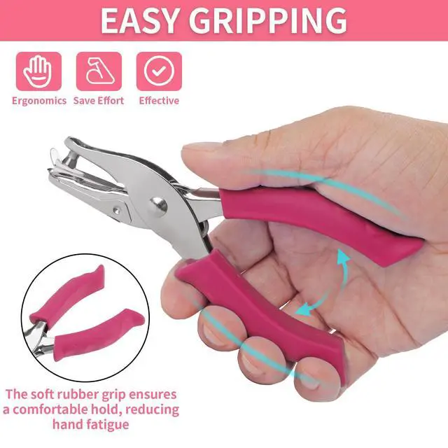 Alt view image 5 of 7 - Single Hole Punch, 2 Pcs Hole Puncher, 1/4" and 1/8" Small Paper Punch | Hand Hole Puncher with Soft Grip Handle, Small Hole Paper Punch for Crafts, Scrapbooks, 6 Sheets Capacity, Tags, Tickets