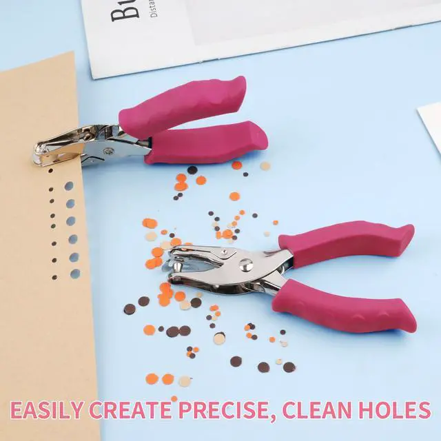Alt view image 6 of 7 - Single Hole Punch, 2 Pcs Hole Puncher, 1/4" and 1/8" Small Paper Punch | Hand Hole Puncher with Soft Grip Handle, Small Hole Paper Punch for Crafts, Scrapbooks, 6 Sheets Capacity, Tags, Tickets