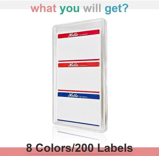 Alt view image 3 of 7 - MFLABEL® Hello My Name is Stickers - 200 Colorful Name Tags Labels for Office, Meeting, School, Home - 8 Assorted Colors - 3.5" x 2.25" Self-Adhesive Name Badges