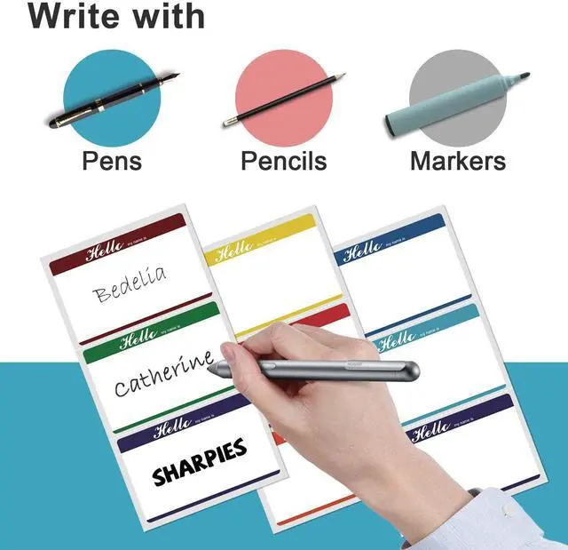 Alt view image 5 of 7 - MFLABEL® Hello My Name is Stickers - 200 Colorful Name Tags Labels for Office, Meeting, School, Home - 8 Assorted Colors - 3.5" x 2.25" Self-Adhesive Name Badges