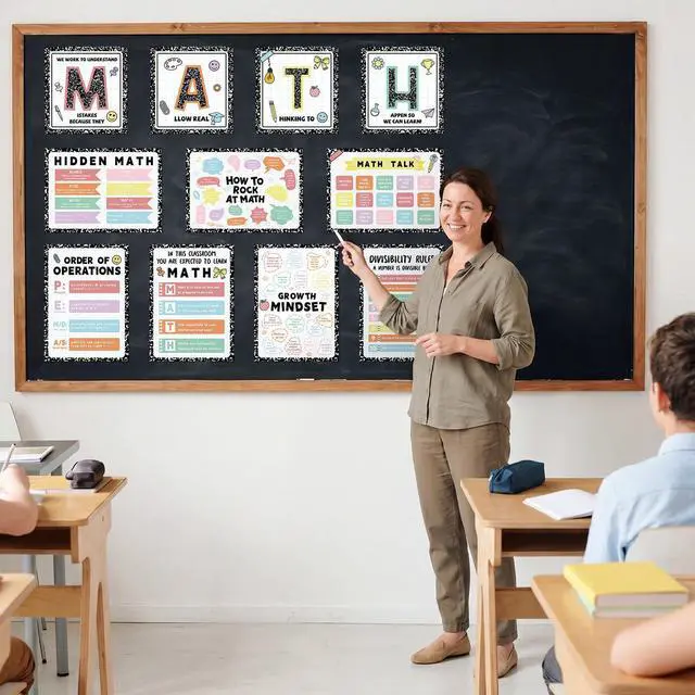 Alt view image 6 of 7 - Gilprop 11 Pcs Composition Notebook Math Poster for Classroom Pastel Math Educational Poster Funny Mathematics Bulletin Board Set Wall Decoration for Elementary Middle High School Teacher Supplies