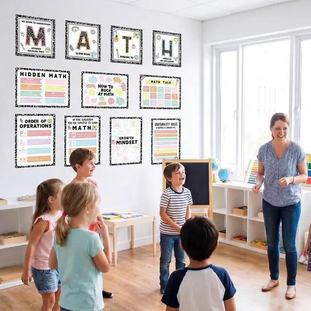 Alt view image 7 of 7 - Gilprop 11 Pcs Composition Notebook Math Poster for Classroom Pastel Math Educational Poster Funny Mathematics Bulletin Board Set Wall Decoration for Elementary Middle High School Teacher Supplies
