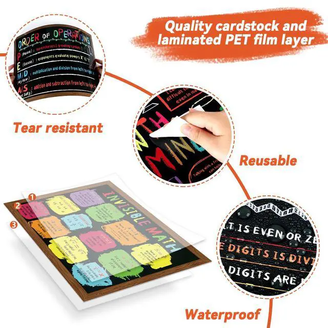Alt view image 3 of 7 - 8 PCS Math Posters 11 x 14 Inch Educational Maths Poster Bulletin Board Math Teacher Classroom Bulletin Board Decors Mathematics Classroom Must Haves for Elementary Middle School High School Supplies