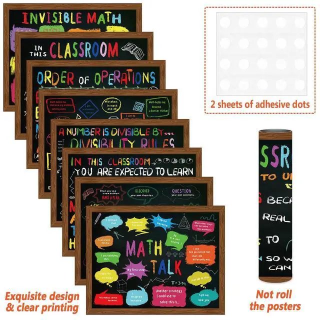 Alt view image 4 of 7 - 8 PCS Math Posters 11 x 14 Inch Educational Maths Poster Bulletin Board Math Teacher Classroom Bulletin Board Decors Mathematics Classroom Must Haves for Elementary Middle School High School Supplies