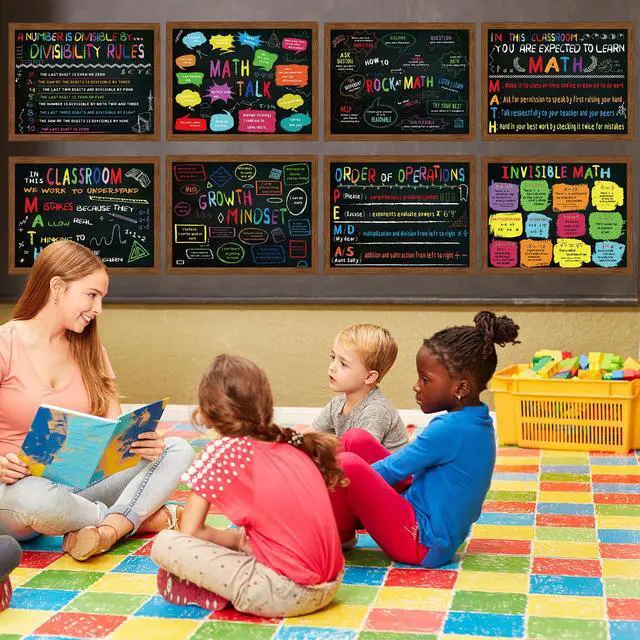 Alt view image 5 of 7 - 8 PCS Math Posters 11 x 14 Inch Educational Maths Poster Bulletin Board Math Teacher Classroom Bulletin Board Decors Mathematics Classroom Must Haves for Elementary Middle School High School Supplies