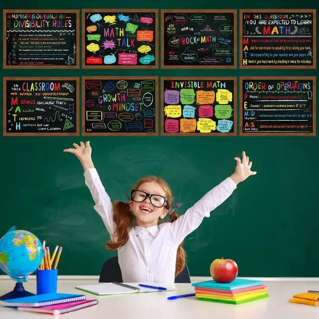 Alt view image 7 of 7 - 8 PCS Math Posters 11 x 14 Inch Educational Maths Poster Bulletin Board Math Teacher Classroom Bulletin Board Decors Mathematics Classroom Must Haves for Elementary Middle School High School Supplies