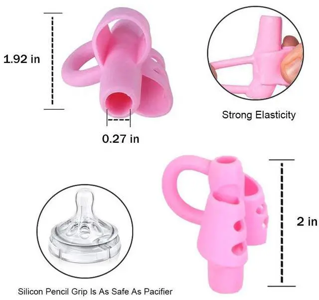 Alt view image 2 of 7 - BUSHIBU Pencil Grips for Kids Handwriting(4 Pack) | Pencil Holder Posture Correction | 3 Fingers Ergonomic Training Grippers| for Beginners Preschoolers Kindergarten Todder