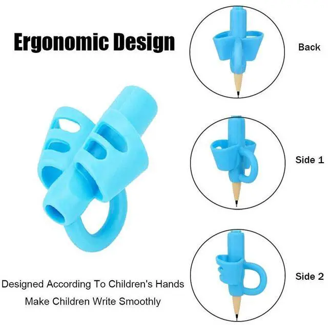 Alt view image 4 of 7 - BUSHIBU Pencil Grips for Kids Handwriting(4 Pack) | Pencil Holder Posture Correction | 3 Fingers Ergonomic Training Grippers| for Beginners Preschoolers Kindergarten Todder