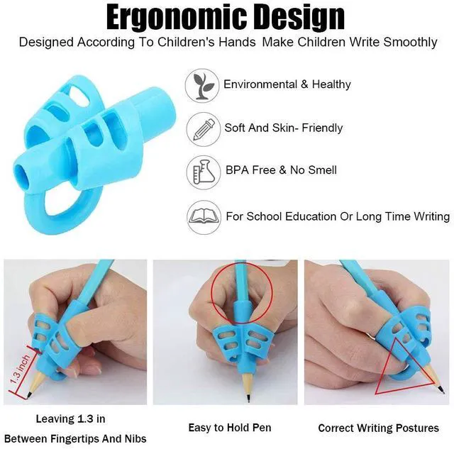 Alt view image 5 of 7 - BUSHIBU Pencil Grips for Kids Handwriting(4 Pack) | Pencil Holder Posture Correction | 3 Fingers Ergonomic Training Grippers| for Beginners Preschoolers Kindergarten Todder