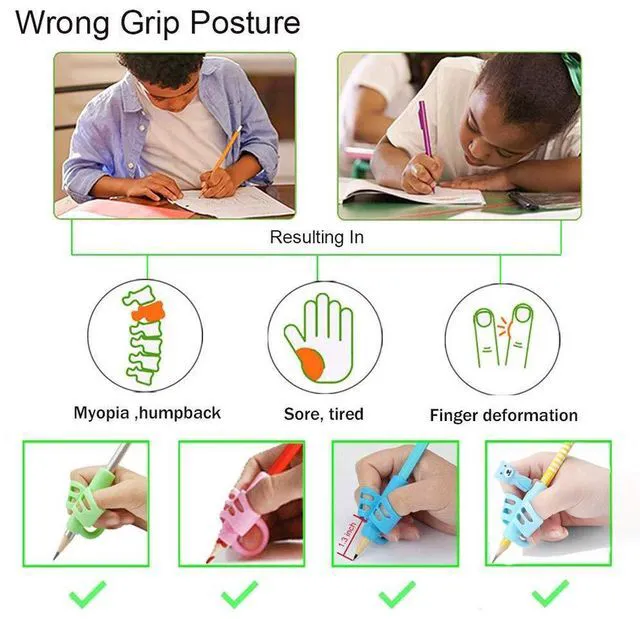 Alt view image 7 of 7 - BUSHIBU Pencil Grips for Kids Handwriting(4 Pack) | Pencil Holder Posture Correction | 3 Fingers Ergonomic Training Grippers| for Beginners Preschoolers Kindergarten Todder