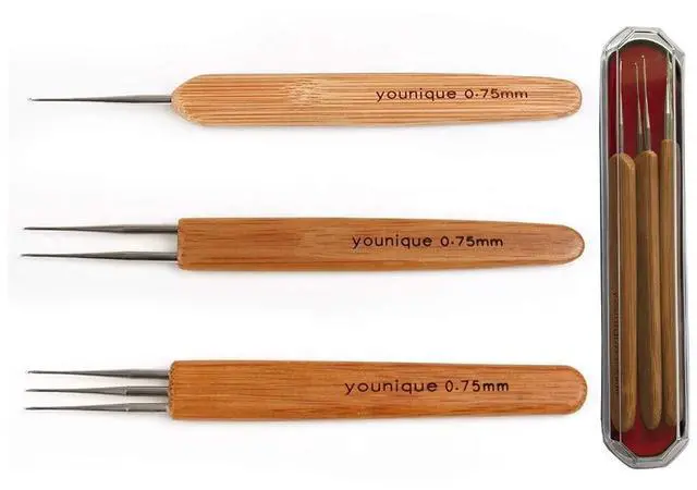 Main image of Dreadlocks Crochet Hook for Hair 3pcs/Set (1 Hook, 2 Hooks, 3 Hooks) 0.75mm Dreadlock Hooks with Wooden Handle Crochet Needles for Hair Dreadlock Needle Tool for Braid Craft