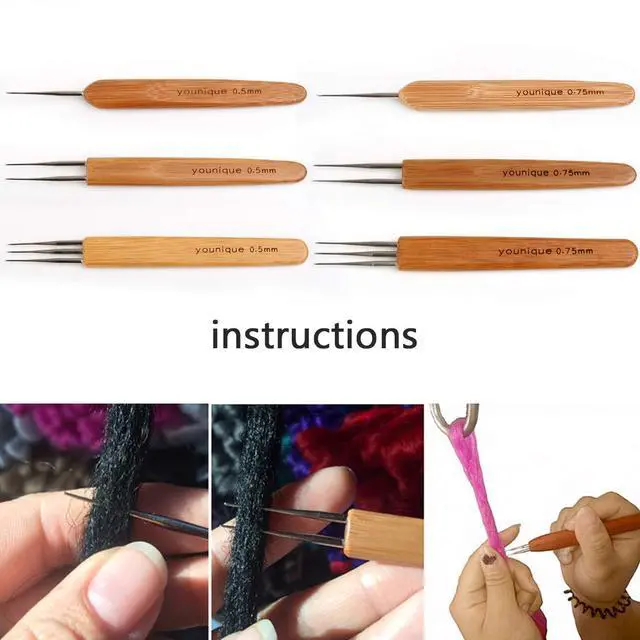 Alt view image 2 of 7 - Dreadlocks Crochet Hook for Hair 3pcs/Set (1 Hook, 2 Hooks, 3 Hooks) 0.75mm Dreadlock Hooks with Wooden Handle Crochet Needles for Hair Dreadlock Needle Tool for Braid Craft