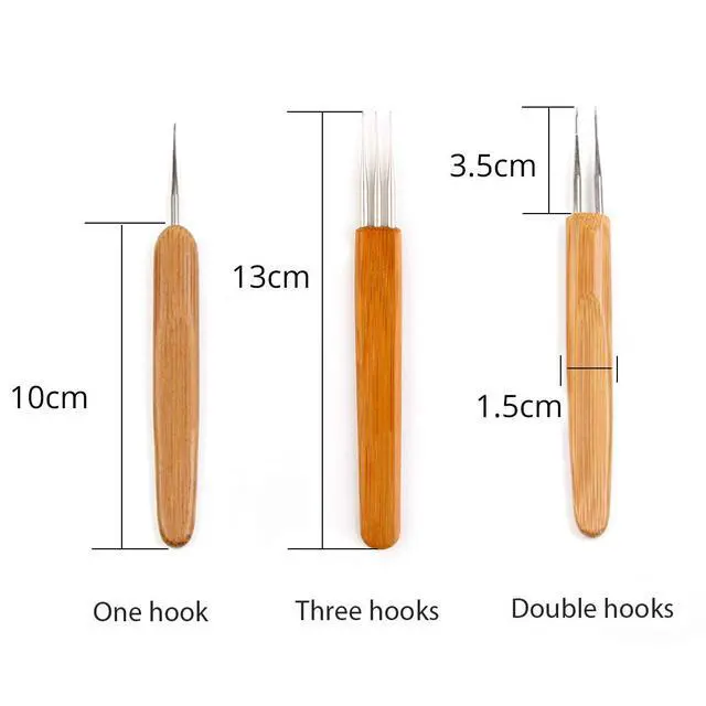 Alt view image 4 of 7 - Dreadlocks Crochet Hook for Hair 3pcs/Set (1 Hook, 2 Hooks, 3 Hooks) 0.75mm Dreadlock Hooks with Wooden Handle Crochet Needles for Hair Dreadlock Needle Tool for Braid Craft